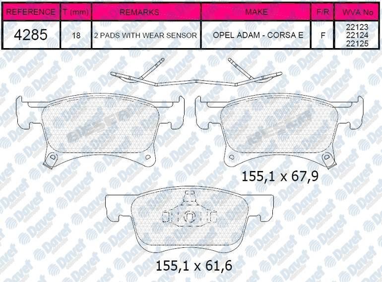 BESER 4285 Fren Balatasi On 15 Jant Corsa E 2015 >